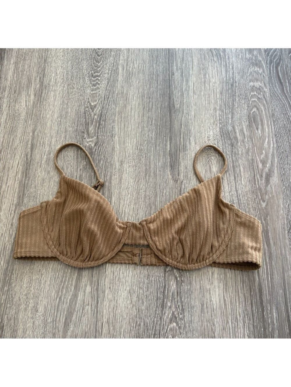 PacSun Brown Ribbed Bra Top Swimsuit Size L